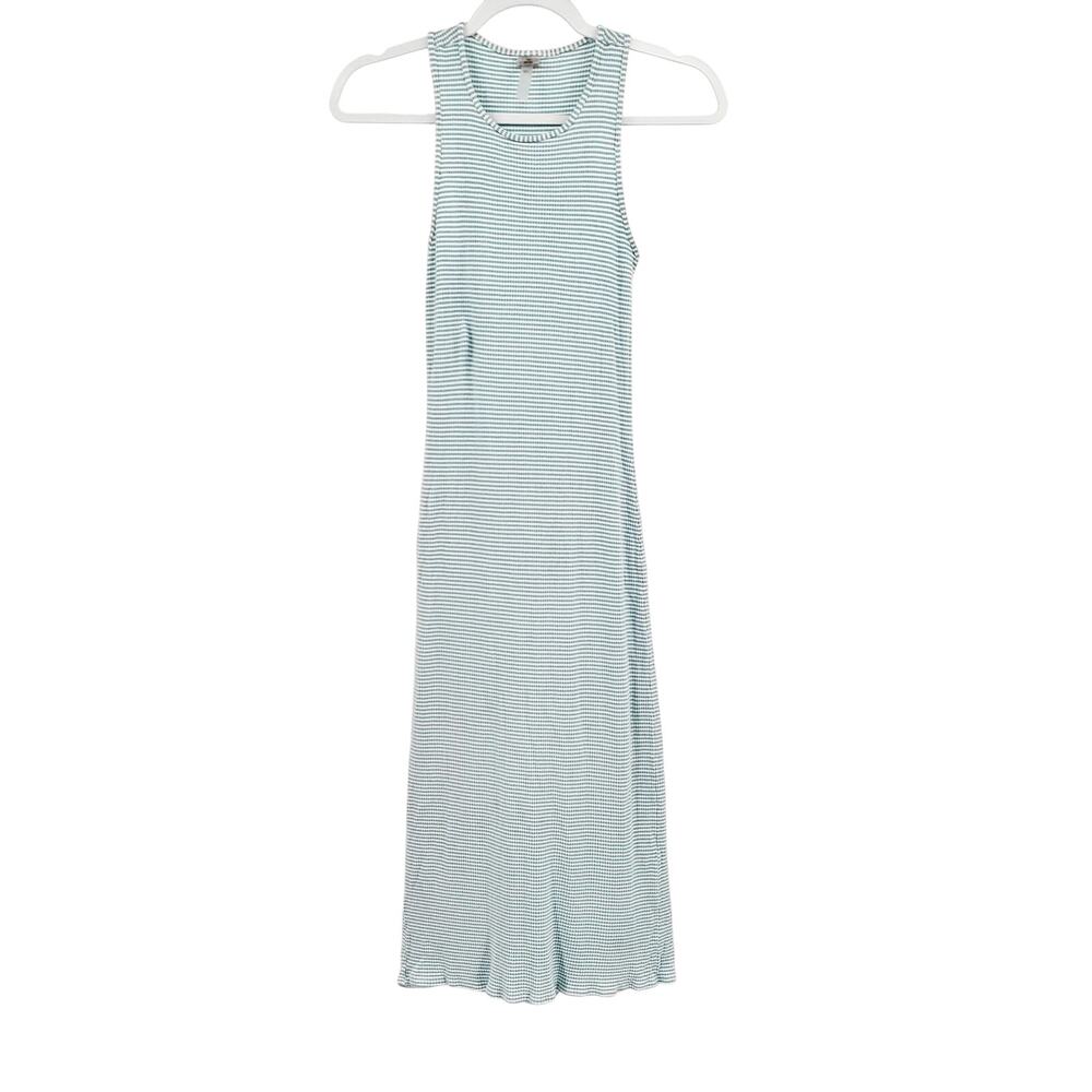 PQ swim Blue White Striped Ribbed Textured Fitted Bodycon Maxi Dress Women's M/L